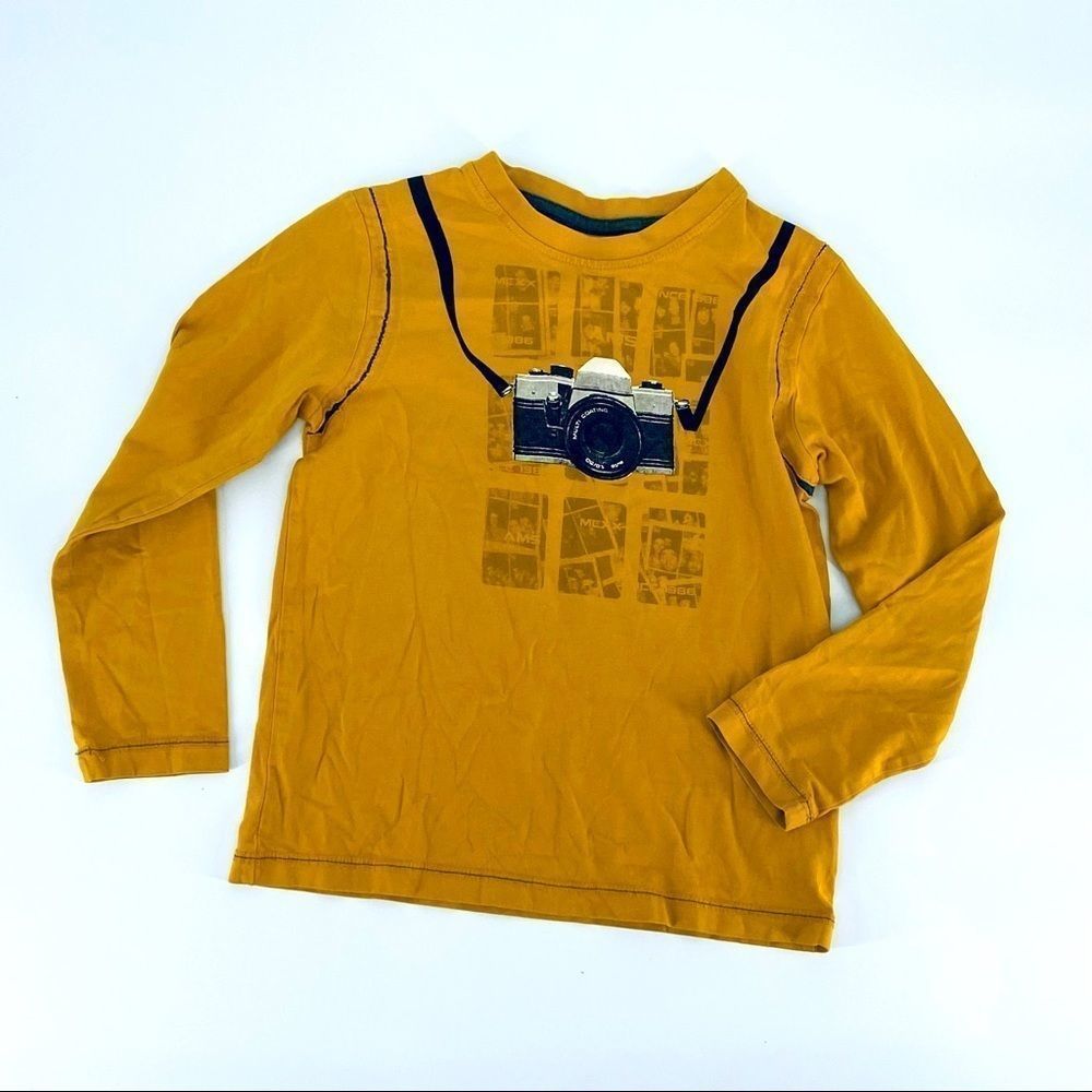 🐱MGXX LS Mustard Yellow Tee Camera Screen 7-8Y {z}